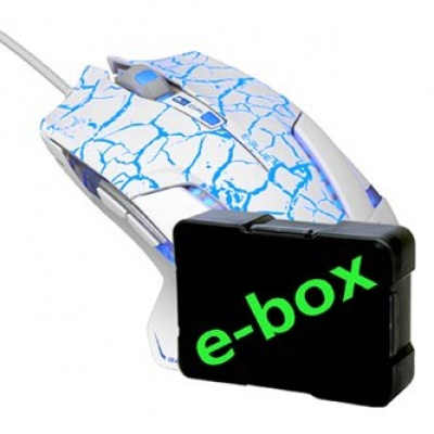 E-blue Mouse Mazer Pro EMS600WHCA-IU, 2500DPI, Optical, 6tl., Cu fir USB, alb-albastru, gaming, e-box