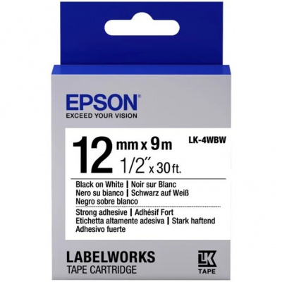 Epson LabelWorks LK-4WBW C53S654016 12mm x 9m, text negru / fundal alb, adeziv puternic, banda original