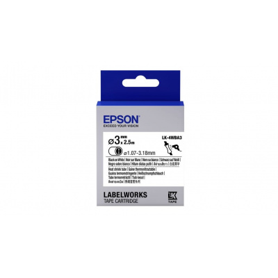 Epson LK-4WBA3 C53S654903 4mm x 3m, text negru / fundal alb, tub termocontractabil original