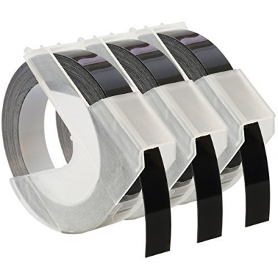 Banda compatibila Dymo S0847730, 9mm x 3 m, text alb / fundal negru, 3 buc.