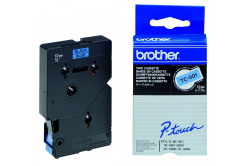 Brother TC-501, 12mm x 7,7m, text negru / fundal albastru, laminat, banda original