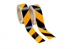 3M 13058 AP Bandă de avertizare, dungi negre și galbene, stânga 25 m + dreapta 25 m, lățime 50 mm
