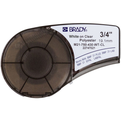 Brady M21-750-430-WT-CL / 139749, bandă din poliester, 19.05 mm x 6.40 m