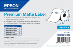Epson C33S045419 Premium Matte, pentru ColorWorks, 102mmx35m, alb etichete autoadezive