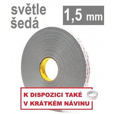 3M VHB™ 4956-P, gr., 1,5 mm; bandă acrilică dublu adezivă foarte puternică, gri deschis, 19 mm x 3 m