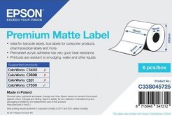 Epson C33S045725 Premium Matte, pentru ColorWorks, 76x51mm, 2310buc., alb etichete autoadezive
