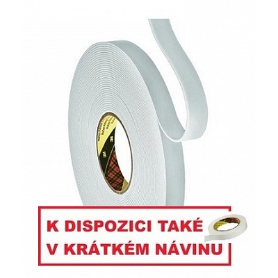 3M 9515W Bandă dublu adezivă din spumă pentru montaj, albă 19 mm x 3 m