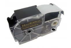 Banda compatibila Casio XR-24BKG 24mm x 8m text auriu / fundal negru