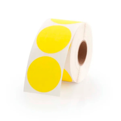 Etichete autoadezive rotund 35 mm, 1000 buc., galben hârtie pentru TTR, rola