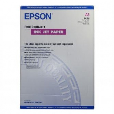 Epson S041068 Photo Quality InkJet Paper, hartie foto, mat, alb, A3, 105 g/m2, 720dpi, 100 buc