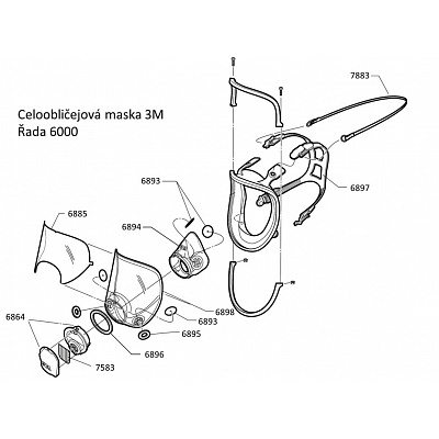3M 6894 Semimască interioară pentru mască integrală 6800