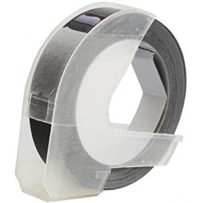 Banda compatibila Dymo S0898130, 9mm x 3m, text alb / fundal negru