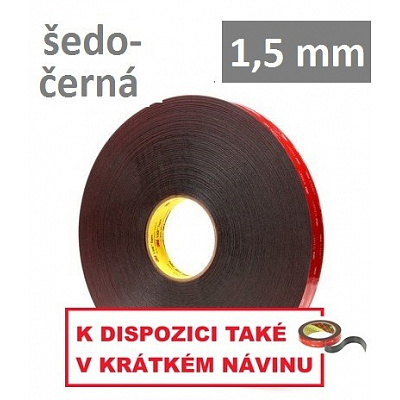 3M VHB™ 5962-F, grosime 1,5 mm; bandă adezivă acrilică dublu-față gri-negru 12 mm x 33 m