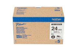 Brother HGe-251, 24mm x 8m, 5 buc., text negru / fundal alb, banda original