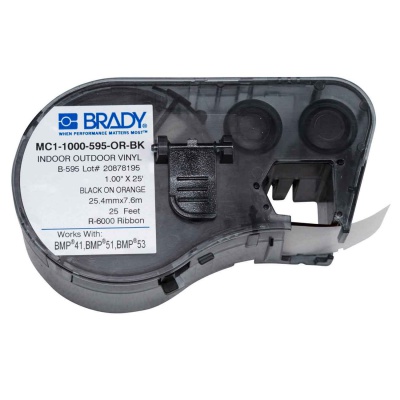 Brady MC1-1000-595-OR-BK / 131593, benzi autoadezive 25.40 mm x 7.62 m