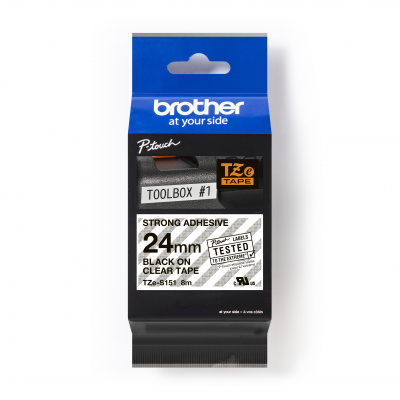 Brother TZ-S151 / TZe-S151 Pro Tape, 24mm x 8m, text negru/fundal translucidă, banda original
