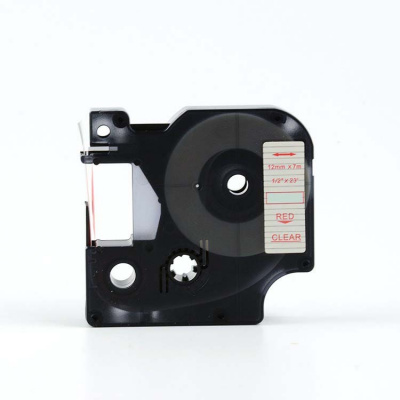 Banda compatibila Dymo 45012, S0720520, 12mm x 7m text rosu / fundal transparent