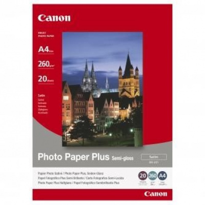 Canon Photo Paper Plus Semi-Glossy SG-201 1686B021, 260 g/m2, A4, 20buc., semilucios, satin, alb, hârtie fotografică
