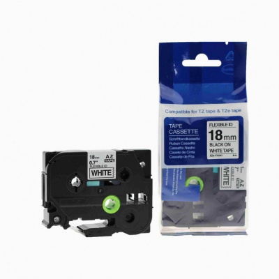 Banda compatibila Brother TZ-FX241 / TZe-FX241, 18mm x 8m, flexi, text negru / fundal alb