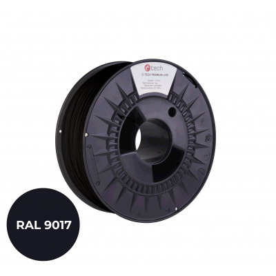 C-Tech 3DF-P-PLA1.75-9017 3D filament, PREMIUM LINE, PLA, RAL9017, 1,75mm, 1000g, Negru de semnalizare (Traffic black)