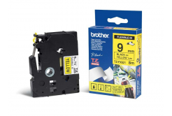 Brother TZ-FX621 / TZe-FX621, 9mm x 8m, flexi, text negru / fundal galben, banda original