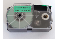 Banda compatibila Casio XR-24GN1, 24mm x 8m, text negru / fundal verde