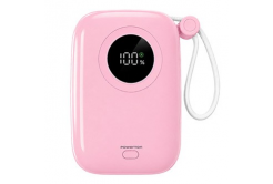 Powerton ENERGY PASTEL EDITION Power Bank 10000mAh, 2x USB-C, 22.5W, cablu integrat, roz