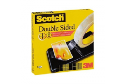 3M Scotch Bandă adezivă dublu-față pentru ambalarea multor tipuri de pachete, transparentă, 12 mm x 33 m (665)