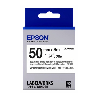Epson LabelWorks LK-9WBVN C53S659003 50mm x 7m, text negru / fundal alb, vinil, banda original