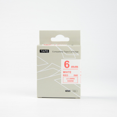 Epson LK-2WRN, SS6RW, 6mm x 9m, text rosu / fundal alb, banda compatibila