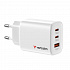 Încărcător VERBATIM GaN Essentials 65W, 2xUSB-C, 1xUSB-A, alb