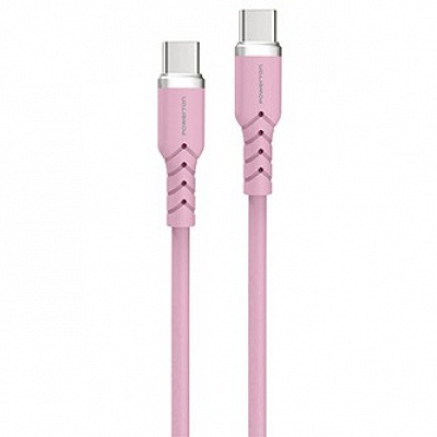 Powerton ENERGY PASTEL EDITION Cablu USB-C, 100W, 1m, din silicon, roz