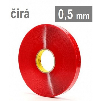 3M VHB™ 4905-F, grosime 0,5 mm, bandă acrilică transparentă dublu adezivă cu lipire foarte puternică 6 mm x 66 m