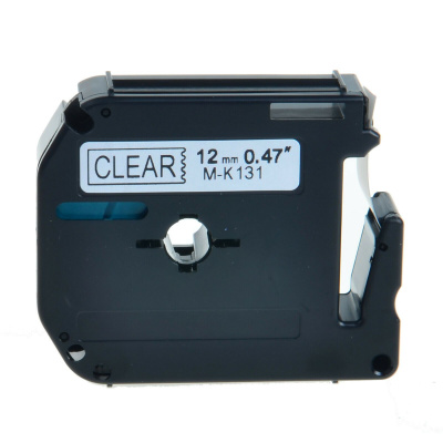 Banda compatibila Brother MK-131, 12mm x 8m, text negru / fundal transparent