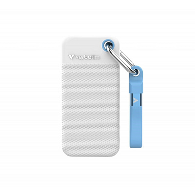 VERBATIM SSD extern 2TB Pocket SSD, USB-C, Alb