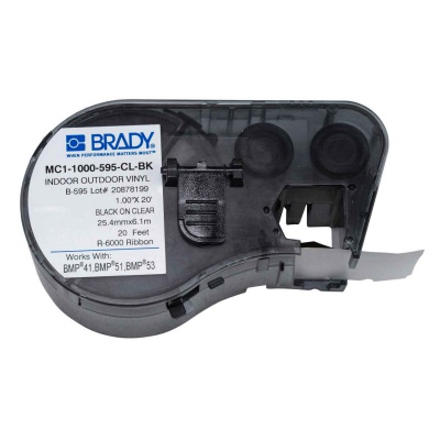 Brady MC1-1000-595-CL-BK / 131597, benzi autoadezive 25.40 mm x 6.10 m