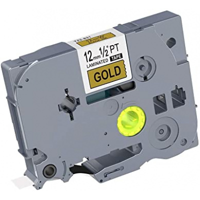 Brother TZe-FA234, 12mm x 3m, text auriu / fundal alb, iron-on, banda compatibila