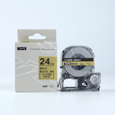 Epson LK-6KBM, SM24ZW, 24mm x 9m, text negru / fundal auriu, banda compatibila