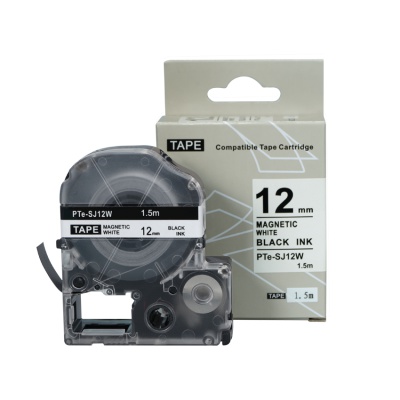 Epson SJ12W, 12mm x 1,5m, text negru / magnetic fundal alb, banda compatibila