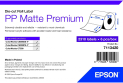 Epson 7113420 PP Matte, pentru ColorWorks, 76x51mm, 2310buc., polipropilenă, alb etichete autoadezive