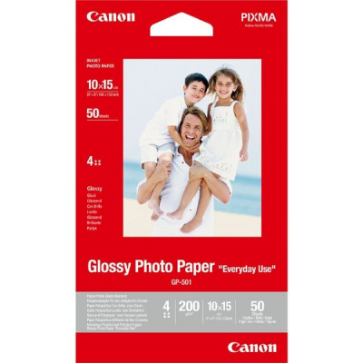 Canon Photo Paper Glossy GP-501 0775B081, 200 g/m2, 10x15cm, 50buc., lucios, jet de cerneală, alb, hârtie fotografică