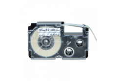 Banda compatibila Casio XR-12X1, 12mm x 8m text negru / fundal transparent