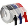 Banda compatibila Dymo S0847750, 9mm x 3 m, text alb / negru, albastru, rosu, 3 buc.