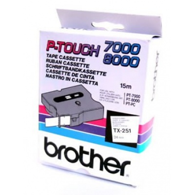 Brother TX-251, 24mm x 15m, text negru / fundal alb, banda original