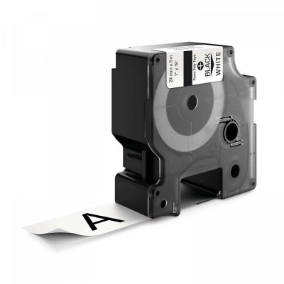 Banda compatibila Dymo 1734523, 24mm x 5, 5m text negru / fundal alb, poliester