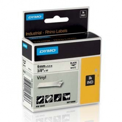 Dymo Rhino 18443, S0718580, 9mm x 5.5m text negru / fundal alb, banda original