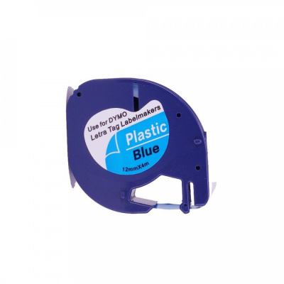 Banda compatibila Dymo 59426, S0721600 / S0721650, 12mm x 4m, text negru / fundal albastru