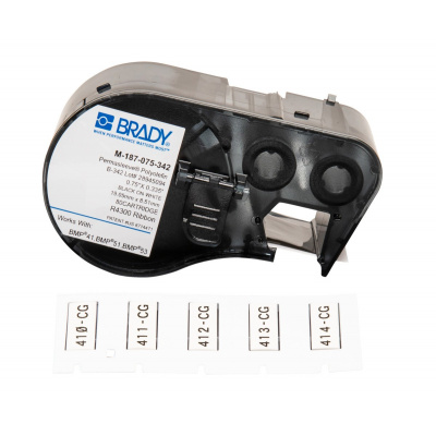 Brady M4-187-075-342 / 170719, 19.05 mm x 8.51 mm, Polyolefin, text negru / fundal alb