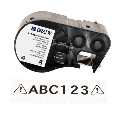 Brady M4C-1000-595-WT-BK / 170833, 25.40 mm x 7.62 m, Vinil, text negru / fundal alb