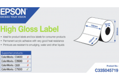 Epson C33S045719 High Gloss, pentru ColorWorks, 102x152mm, 800buc., alb etichete autoadezive